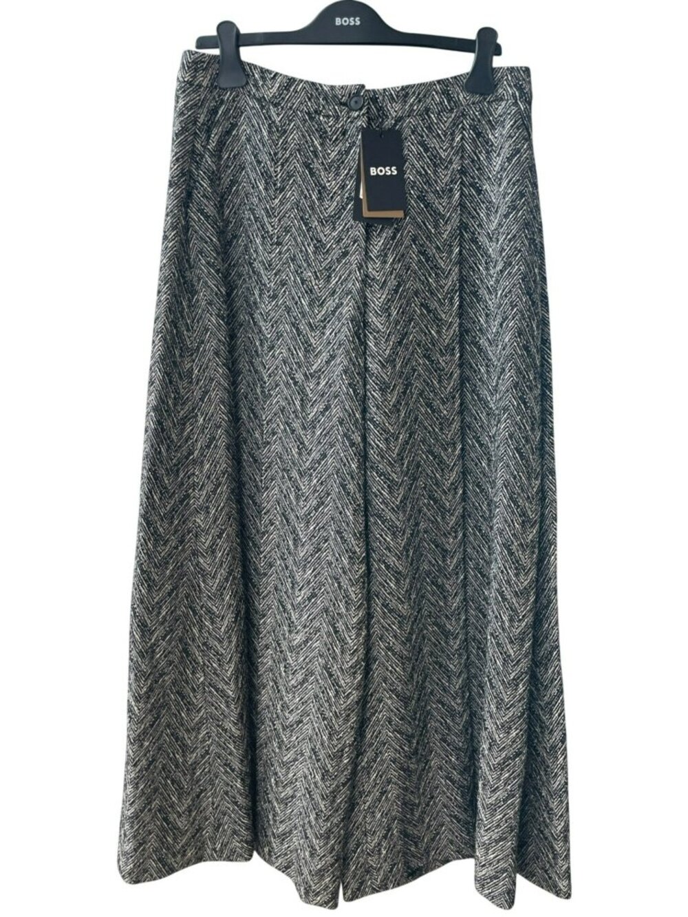 Hugo Boss Jiarna Wide-Leg Dress Pants Black & White Chevron Women's Size 10 NEW